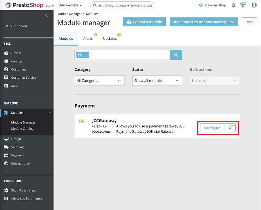 PrestaShop Configure