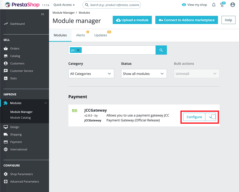 PrestaShop Configure